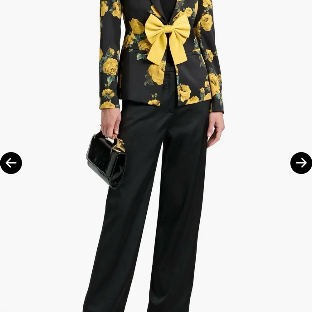 Alice + Olivia Yellow Floral Blazer with Bow - Picture 3 of 4